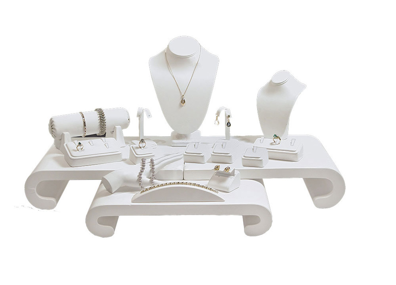 17Pieces White Faux Leather Jewelry Display Set , 30 1/4" x 22" x 15 1