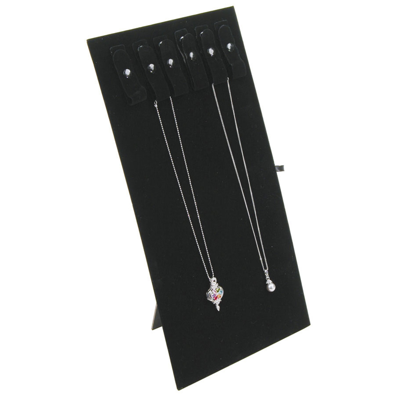 Jewellers Large Velvet/Leatherette Necklace/Chain Display Pad with 15 Hooks 