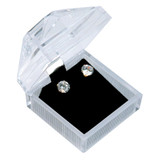 Crystal clear earring box, 1 7/8" x 1 7/8" x 1 7/8"H