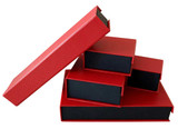 Earring Box with Magnetic Flap Red Pebbled Finish 2.75" x 3.25" x 1.4"H (PJ4E-R41)