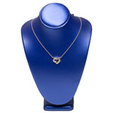 Steel Blue Faux Leather Necklace Bust Jewelry Display 4" x 3.25" x 6"H (ND-1893-S80)