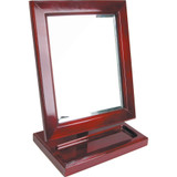 Rosewood Countertop Mirror with Tray, 10" x 6 1/4" x 13 1/2"