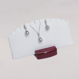 Multi-Pair Earring Pendant Stand with White Faux Leather and Wood Trim (DWE8-RW)