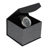 Metallic Mesh Grey Magnetic Watch (pillow) Box,4" x 4 1/8" x 3"H