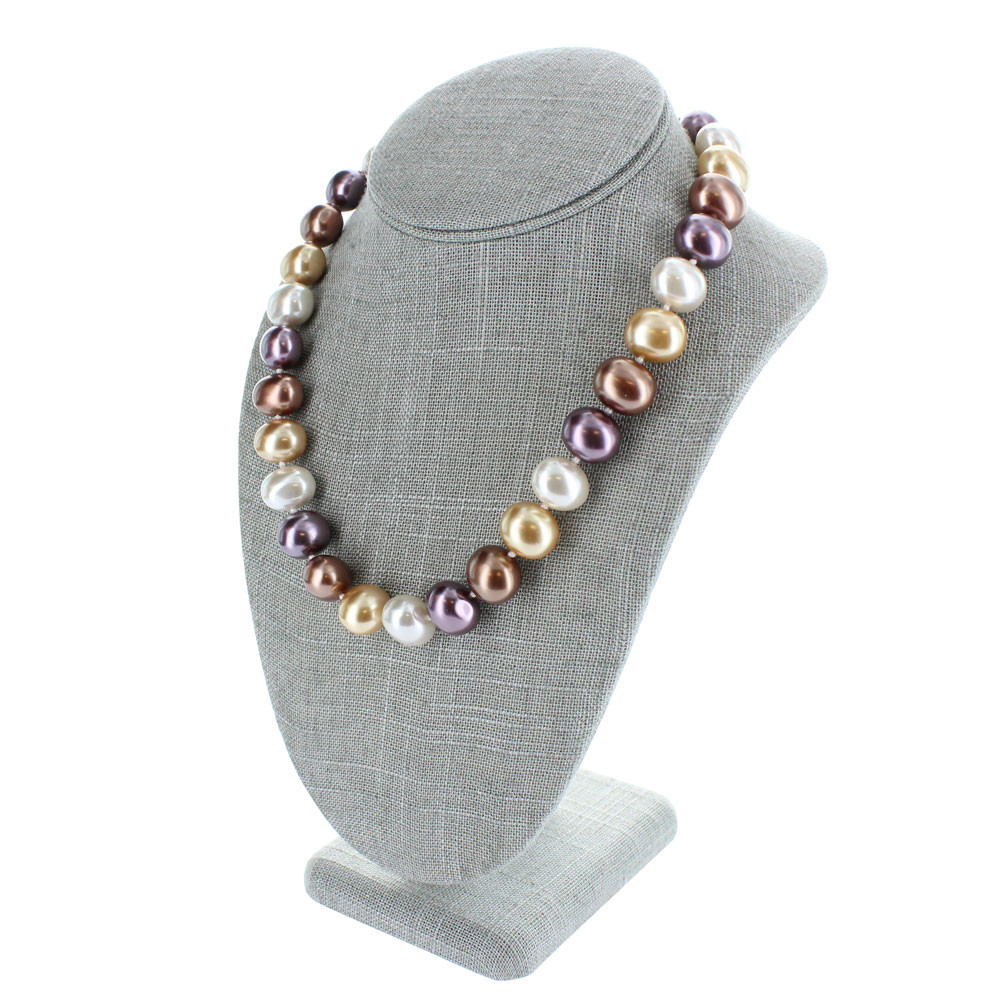 10" Grey Linen Necklace Bust Jewelry Display (ND1897NN21) Ed's Box