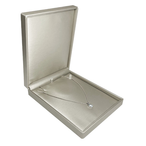 Premium Luna Silver Faux Leather Necklace Box, 6.62" x 8.25" x 1.5"H (JY12N-P90) Premium Luna Silver Faux Leather Necklace Box, 6.62" x 8.25" x 1.5"H (JY12N-P90)