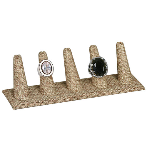 5-Finger Burlap Ring Display, 8" x 2 1/8" x 2 1/2" H