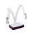Earring Display, White Faux Leather with Rosewood Base, 2 1/2” x 1 3/4" x 4”H