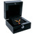Pendant Earring Box with Glossy Black Wood Finish and Stainless Steel Button