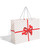 Large Vogue Size Paper Tote Gift Bag with Matching Rope Handle in White with Red Bow - 13"x 10"- 20 Pieces Per Pack