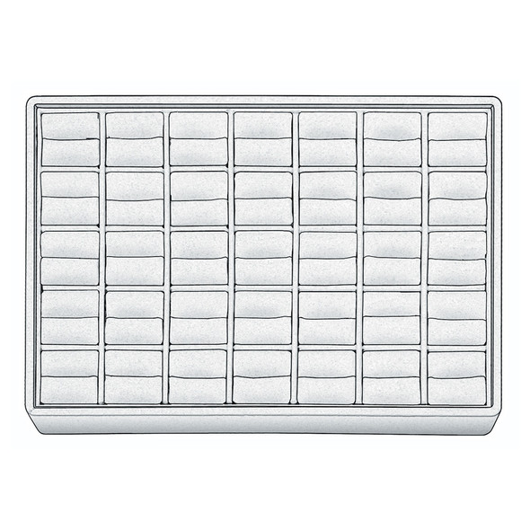 Steel Grey and Black Faux Leather Ring Display Tray with 35 Cushioned Slots
