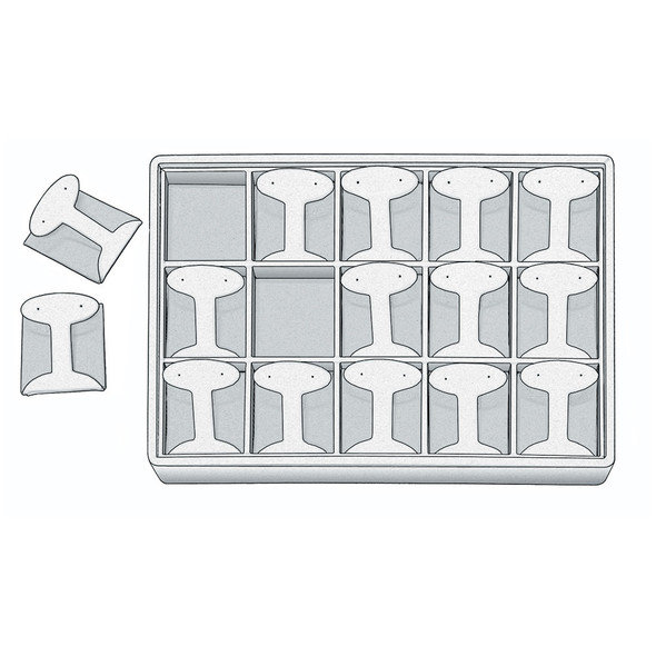 Steel Grey and Black Faux Leather Earring Display Tray – Holds 15 Pairs, Stackable Jewelry Showcase