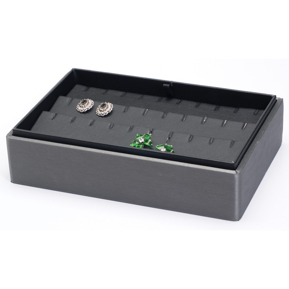 2” H Stackable Earring Tray,  9” x 6” x 2 1/8” H F65-78R