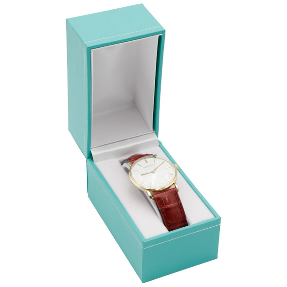 Teal Blue Bracelet Watch Box 2" x 3.75" x 2.75"H (AW8-TB)