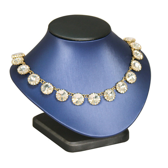 Steel Blue Necklace Display Bust with Black Leatherette Trim (ND-312-R88)