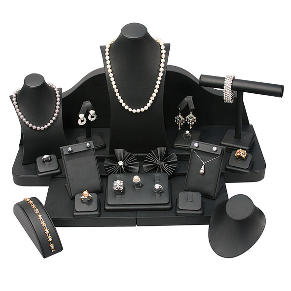 24 Piece Beige Jewelry Necklace Bracelet Earring Ring Display Set 