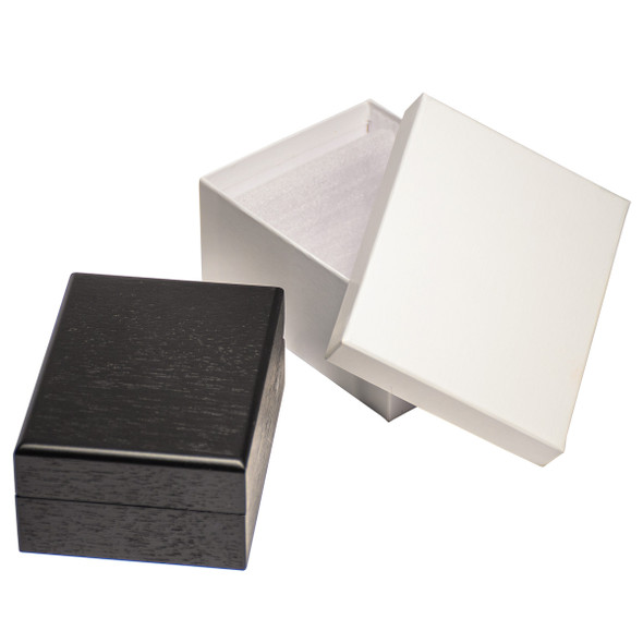 Premium Black  HardWood Pendant Box , 3 1/8” x 4” x 1 1/2"H (HWE9-BK)