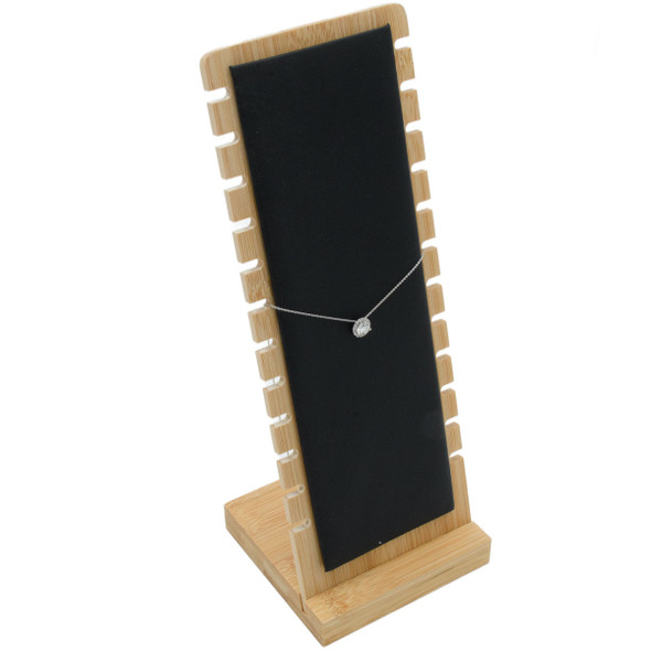 Two Piece Wooden Necklace Display with Black Center Pad, (ED1N-BK)