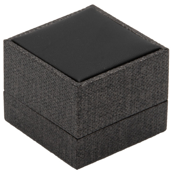 Ring Box in Mesh Grey and Black Faux Leather 2