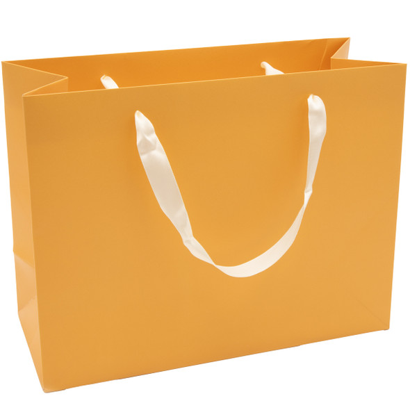 Paper Tote Gift Bag Butterscotch Color with Ribbon Handles - 20 Pieces per Pack - Choose a Size