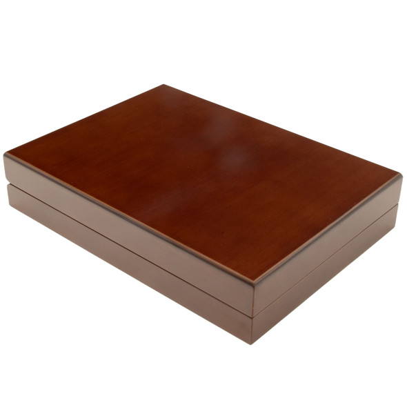 Large Glossy Kona Wood Necklace Box with Beige Velvet Interior - WN11-64
