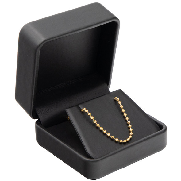 Black Luxury Necklace and Earring Box – Premium Leatherette Jewelry Gift Box for Necklaces, Pendants, and Larger Earrings – (RCE4-BK)