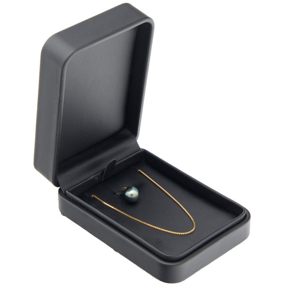 Black Leatherette Necklace and Pendant Box – Luxury Jewelry Box with Chain Holder and Pendant Hook - (RCE9-BK)