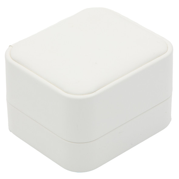 White Luxury Wedding Double Ring Box – Soft Touch Jewelry Box for Engagement and Wedding Ring Sets - (RCR5-WH)