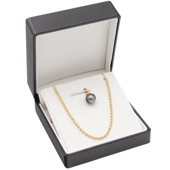 Black Combination Necklace and Earring Jewelry Box with Ribbon Packer (JFC6-Color)