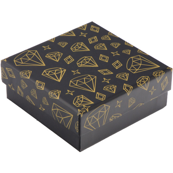 All-In-One Jewelry Gift Box for Necklace, Pendant, Earrings and Ring - Black Paper Box with Velvet Interior - 12 Pieces Per Pack