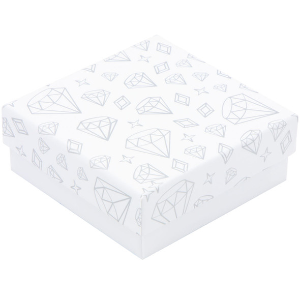 All-In-One Jewelry Gift Box for Necklace, Pendant, Earrings and Ring - White Paper Box with Velvet Interior - 12 Pieces Per Pack