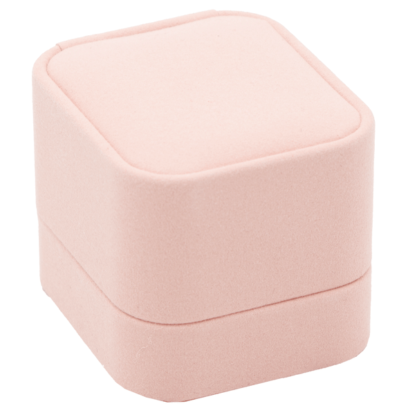 Blush Pink Luxury Ring Box – Soft Touch Microfiber Jewelry Box for Engagement and Wedding Rings - (RCR3-WH)