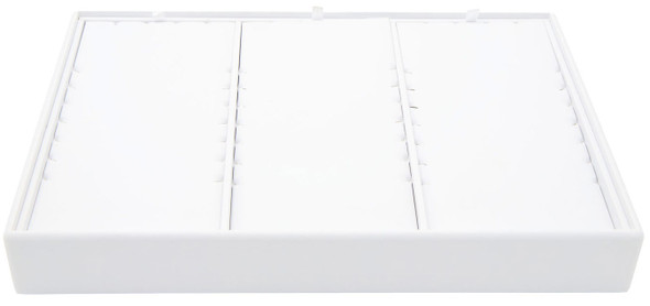 White Faux Leather Small Chain Display Tray – 3 Section Stackable Jewelry Showcase Tray