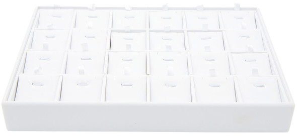White Faux Leather Pendant & Charm Display Tray – Holds 24 | Stackable Jewelry Showcase Tray