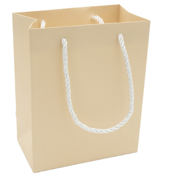6 1/4"x 7 3/4" Paper Tote Gift Bag Cream Color with Rope Handles - BUY 100pcs and SAVE! - Price for 100pcs