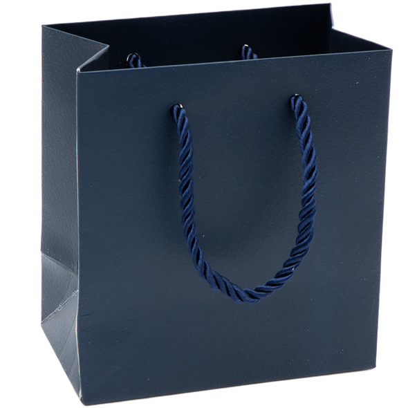 6 1/4"x 7 3/4" Paper Tote Gift Bag Navy Blue Color with Rope Handles - BUY 100pcs and SAVE! - Price for 100pcs
