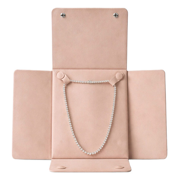 Soft Faux Suede Necklace Folder with Snap Closures – Jewelry Storage & Display Holder for Chains & Necklaces