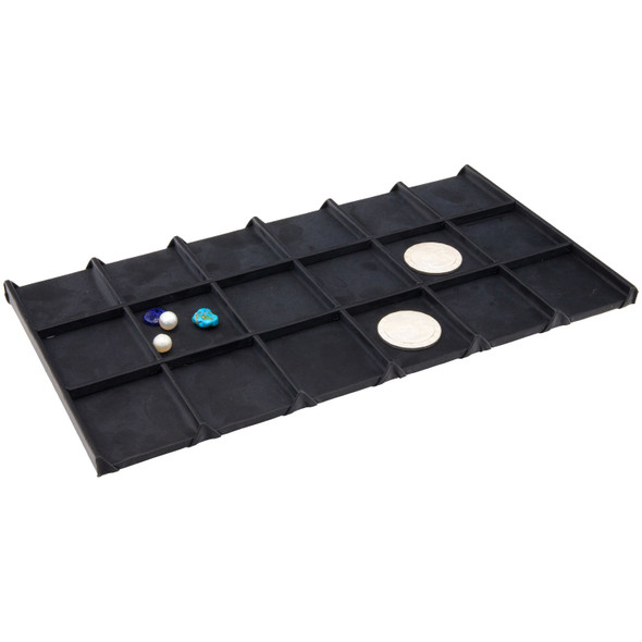 18-Compartment Jewelry Display Pad Insert – Black Faux Leather Tray Insert for Coins, Gemstones & Loose Items