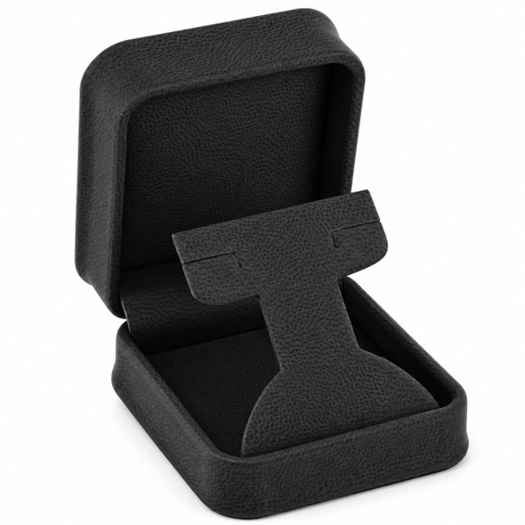 Black Plush Faux Leather Earring Jewelry Box for Studs, Hoops & Dangle Earrings with Matching Packer & Custom Logo Hot Stamping