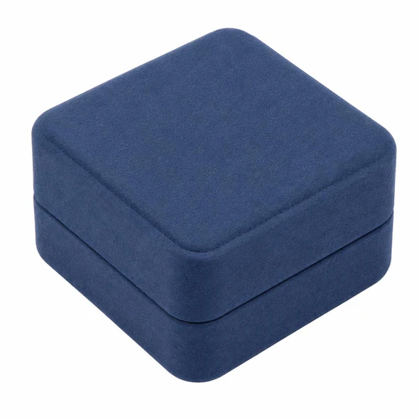 Matte Blue Luxury Microfiber Earring Jewelry Box with Outer Packer