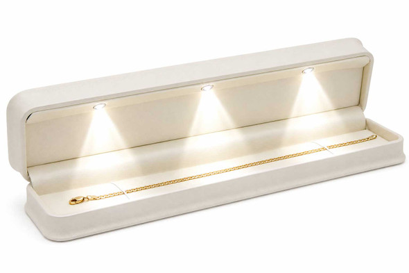 Luna Lux Pearl White LED Bracelet & Watch Jewelry Box