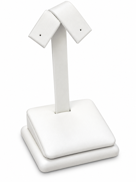 White Faux Leather Single-Pair Earring Display Stand (F35-22-W)
