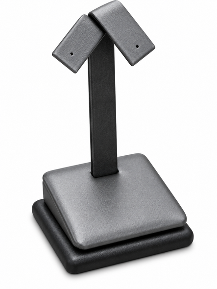 Steel Grey & Black Faux Leather Single-Pair Earring Display Stand (F35-22-SG)