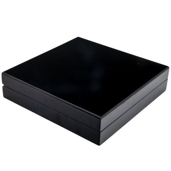Glossy Blackwood Necklace Box with Black Velvet Interior - WN10-BK