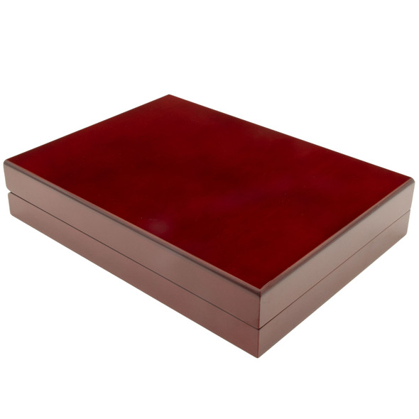Large Glossy Rosewood Necklace Box with White Faux Leather Interior - WN11-RW