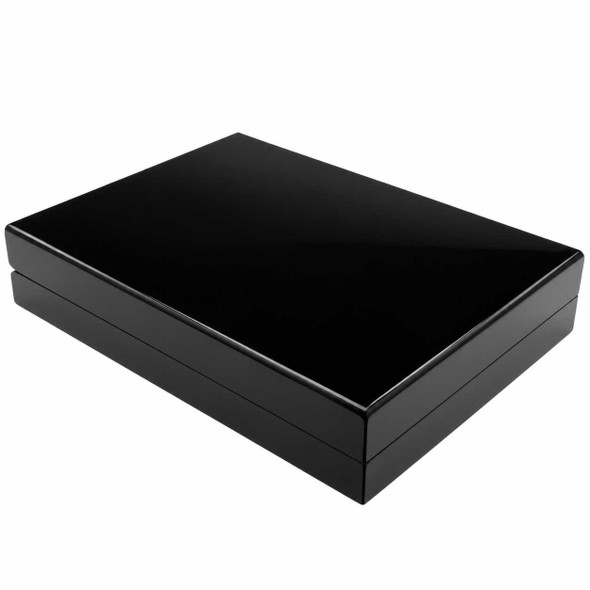 Large Glossy Blackwood Necklace Box with Black Velvet Interior - WN11-BK
