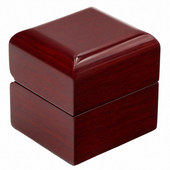 Glossy Rosewood LED Ring Box with White Faux Leather Interior - LEDWR3-RW