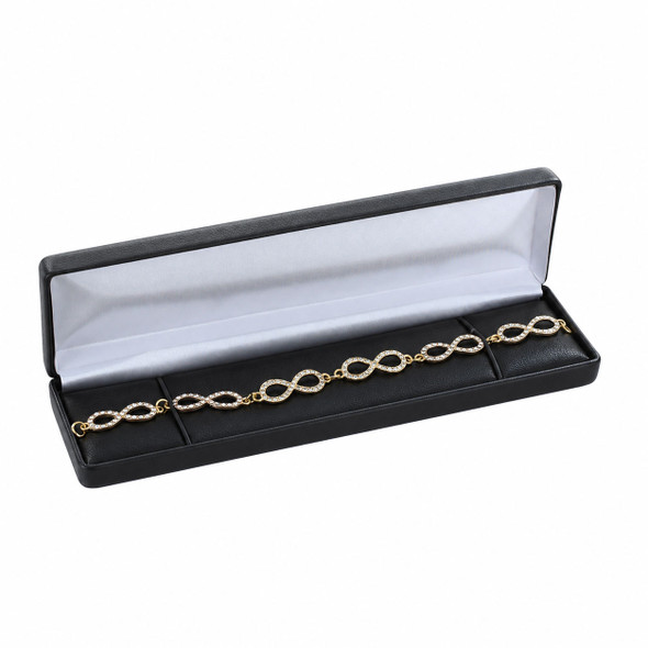 Faux Leather Bracelet Box Available in White or Black - Two Piece Packer Included - 8” x 2” x 1 1/8”