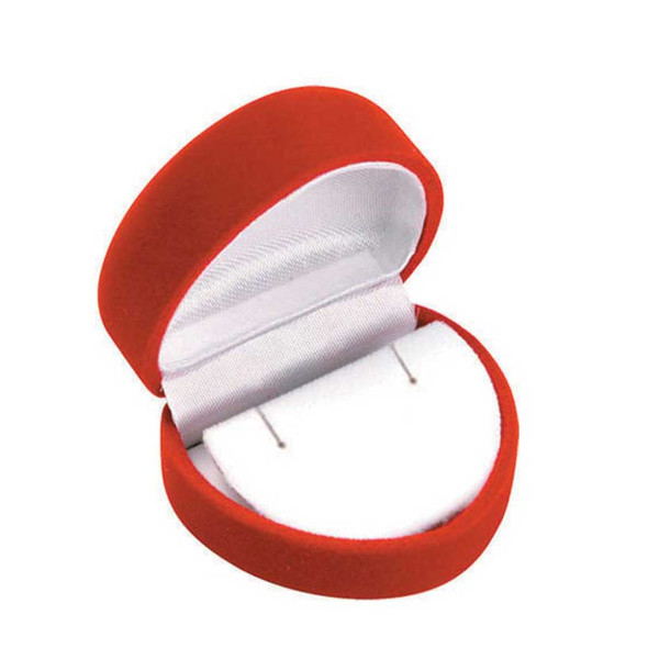 Heart Shaped Earring Box in Red Flock Velour, 2” x 1 3/4” x 1 1/2” ~ 12 Pieces Per Pack, $1.28 per piece