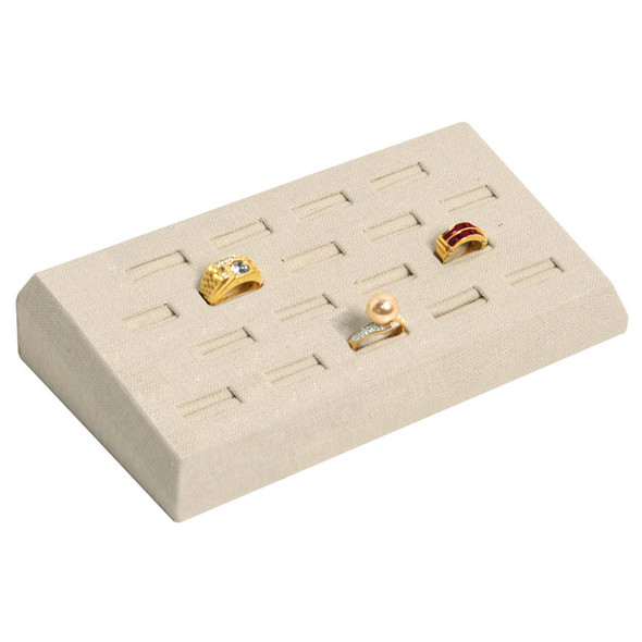 18-Slot Beige Linen Ring Display